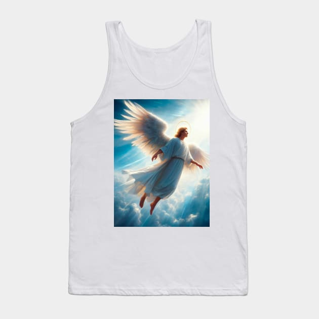 Blonde angel flying in the blue sky Tank Top by Marccelus